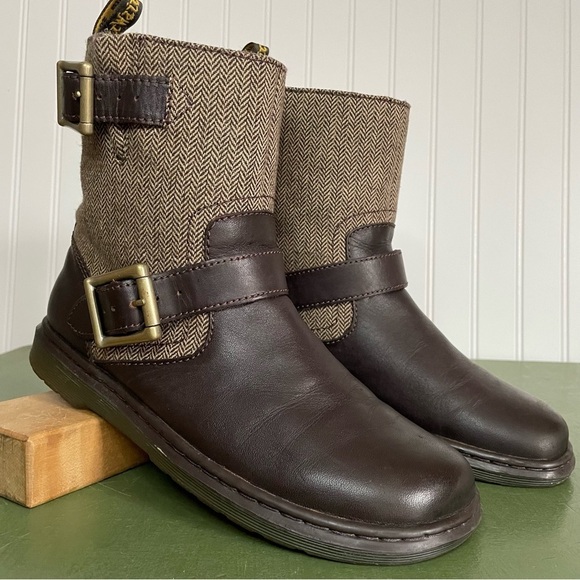 Dr Martens GAYLE Mid-Calf Boots in Tweed & Brown Leather *Vietnam* - Picture 6 of 12
